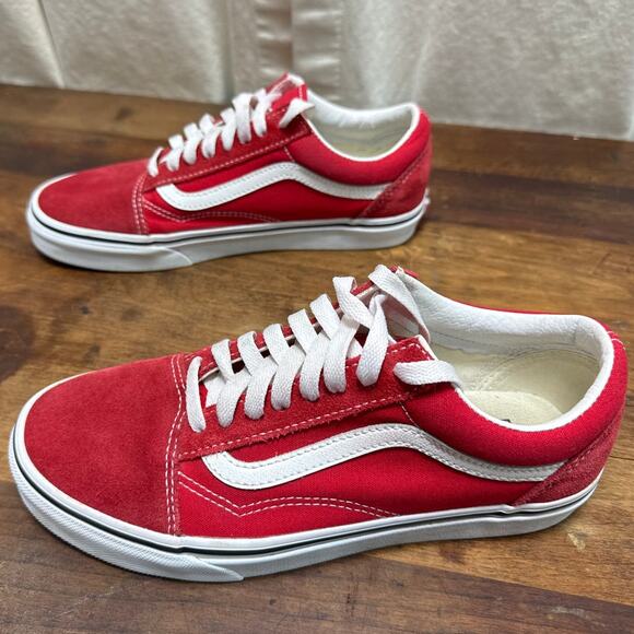 Vans Old Skook Shoe Sneaker Racing Red & True White Colorway Men's 6.5 Women's 8 - Picture 1 of 10